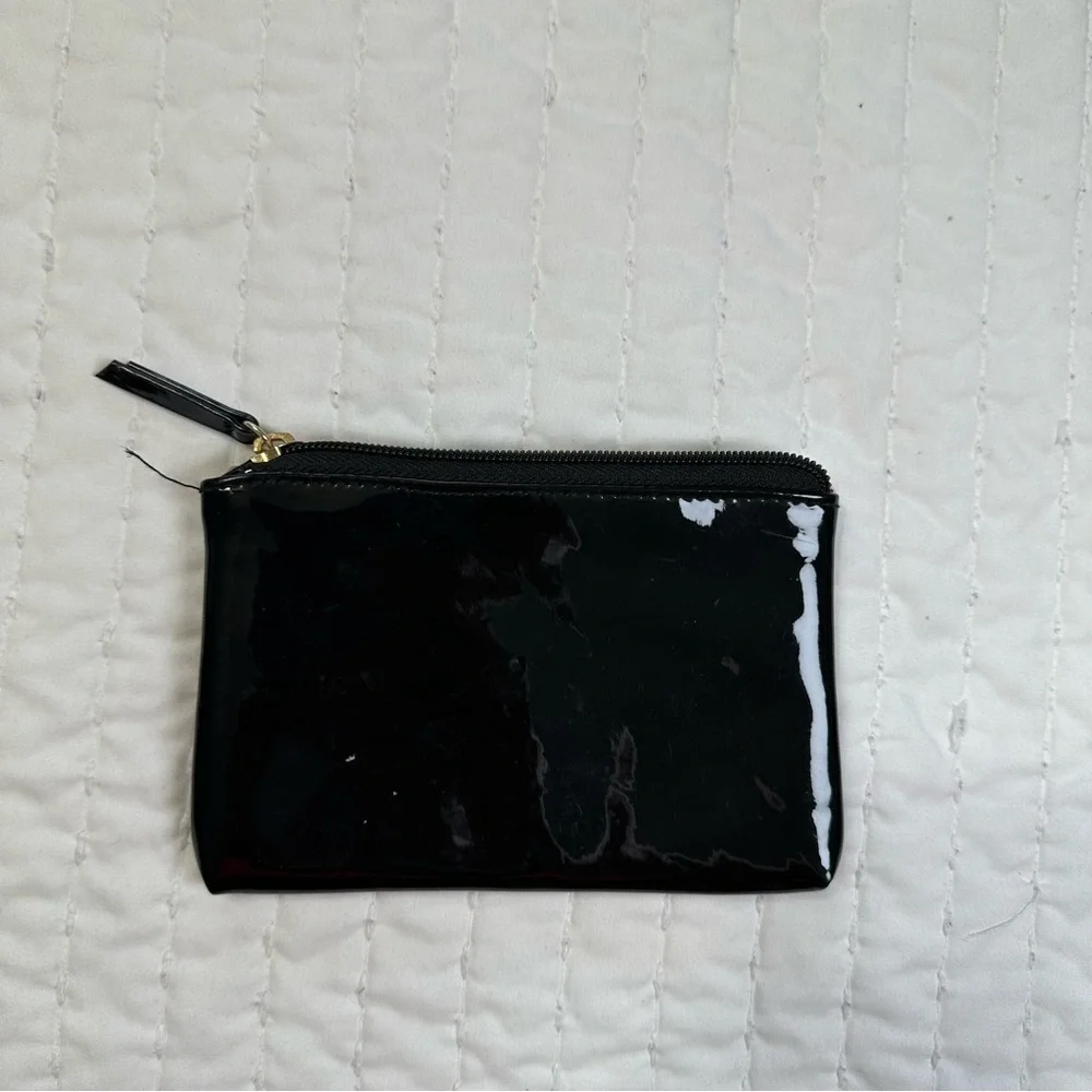 Victoria's Secret Black Pouch with Pink Text Cosmetic Bag - Picture 2 of 7